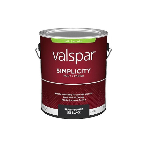 Valspar Exterior Paint,Jet Black,1 gal,Satin 027.0008900.007 Pack of 4