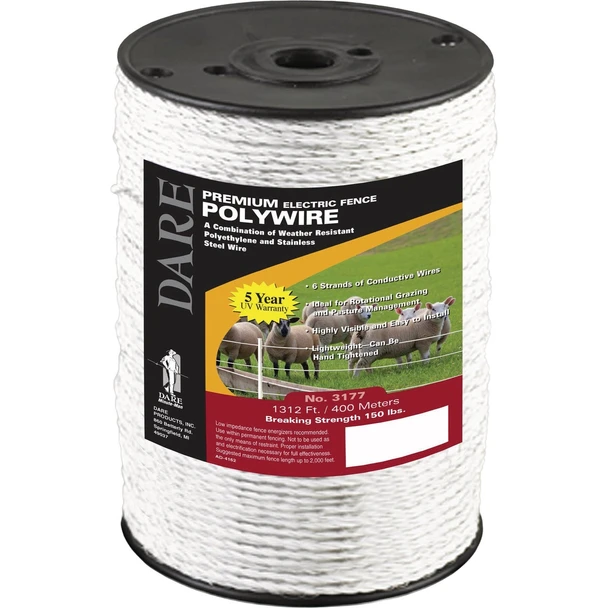 Dare 1312 Ft. 150 Lb. Strength Heavy Duty Electric Fence Poly Wire 3177