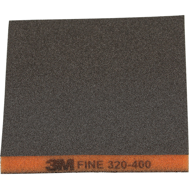 3M Two-Sided Sanding Sponge 23809, 124 mm x 98 mm (4.8 in x 3.8 in), Fine 320-400, Orange 23809