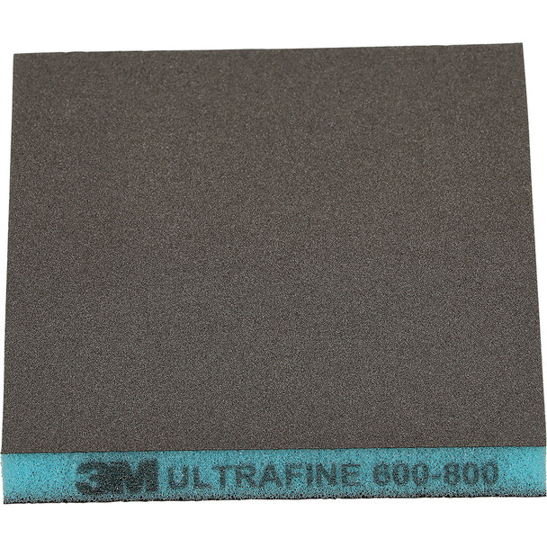 3M Two-Sided Sanding Sponge 23811, 124mm x 98mm (4.8in x 3.8in), Ultrafine 600-800, Blue 23811