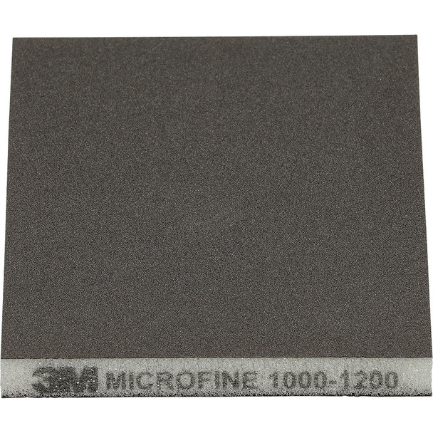 3M Two-Sided Sanding Sponge 23812, 124mm x 98mm (4.8in x 3.8in), Microfine 1000-1200 Gray 23812