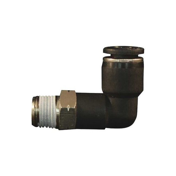 Milton PTC Swivel Elbow,1/4" MNPT,1/4" OD,PK10, Nylon, 10 PK 2202-3