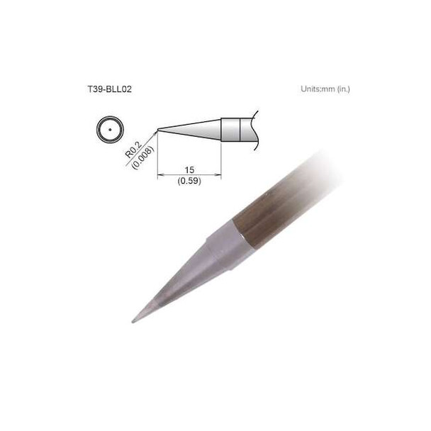Hakko Soldering Tip,T.W. 0.2 mm,T.L. 15 mm T39-BLL02