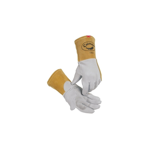 1864 Deerskin Unlined Lean-On Patch TIG Welding Gloves, Medium, Gray, 4 in Gauntlet Cuff Pack of 12