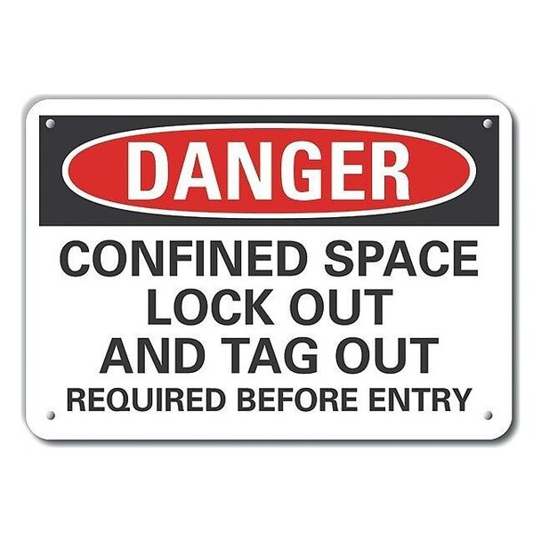 Lyle Decal,Danger Confined Space,14x10", LCU4-0667-NP_14X10 LCU4-0667-NP_14X10