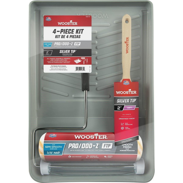 R915-9 Wooster Pro/Doo-Z FTP & Silver Tip Roller & Tray Set (4-Piece)