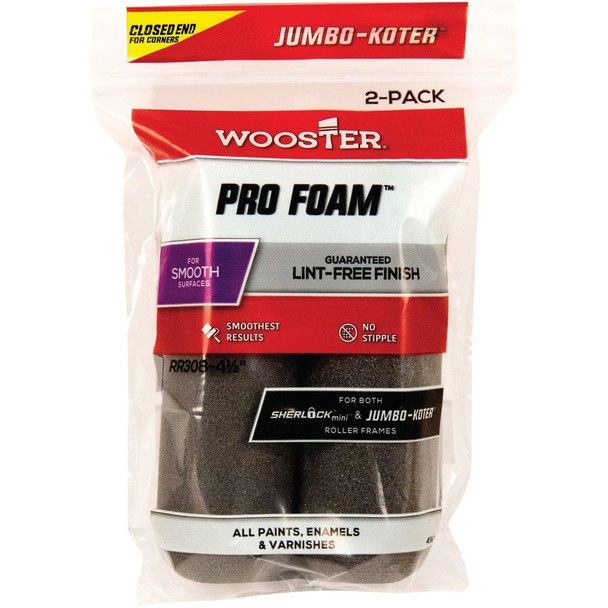 RR308-4 1/2 Wooster Jumbo-Koter 4-1/2 In. x 3/8 In. Pro Foam Mini Foam Roller Cover (2-Pack)