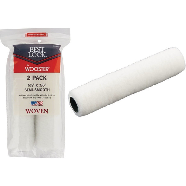 DR458-6 1/2 Best Look By Wooster 6-1/2 In. x 3/8 In. Mini Woven Fabric Roller Cover (2-Pack)