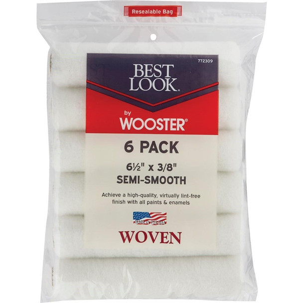 DR459-6 1/2 Best Look By Wooster 6-1/2 In. x 3/8 In. Mini Woven Fabric Roller Cover (6-Pack)