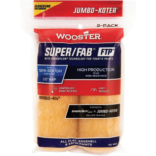 RR982-4 1/2 Jumbo-Koter S/F FTP 4-1/2 In. x 1/2 In. Knit Roller Cover (2-Pack)