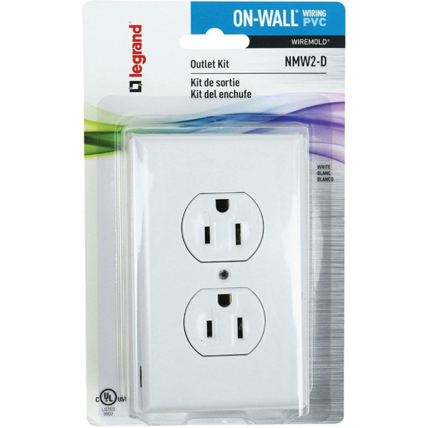 NMW2-D Wiremold On-Wall White PVC 1 In. Outlet Box Kit