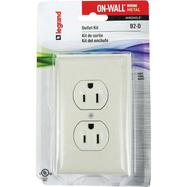B2-D Wiremold On-Wall Ivory Metal 1 In. Outlet Box Kit