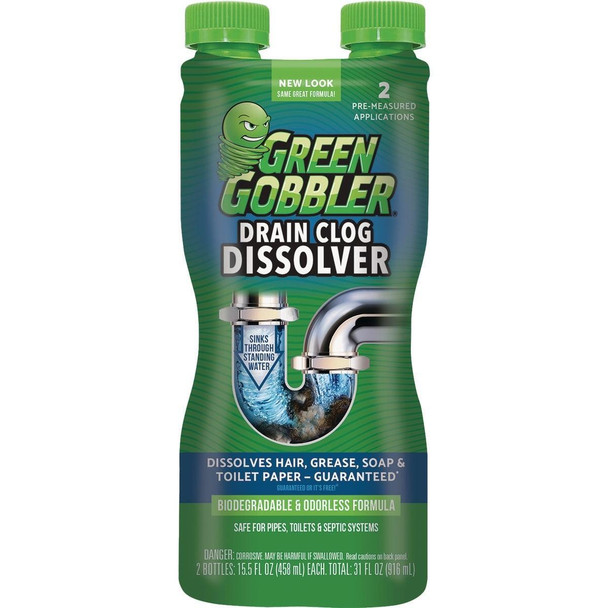 G8615A Green Gobbler Dissolve 31 Oz. Gel Drain Opener (2-Pack)