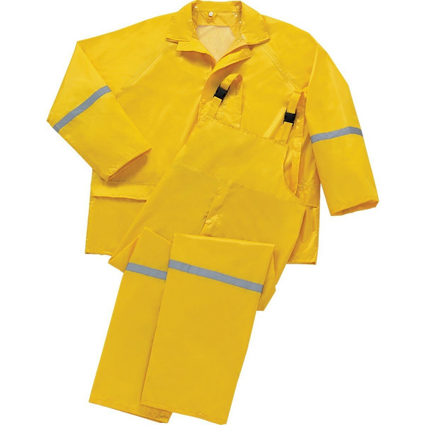 44336/L Boss Large 3-Piece Yellow Polyester Rain Suit