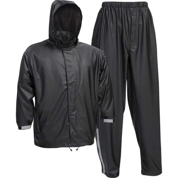 44520/L West Chester Protective Gear Large 3-Piece Black Polyester Rain Suit