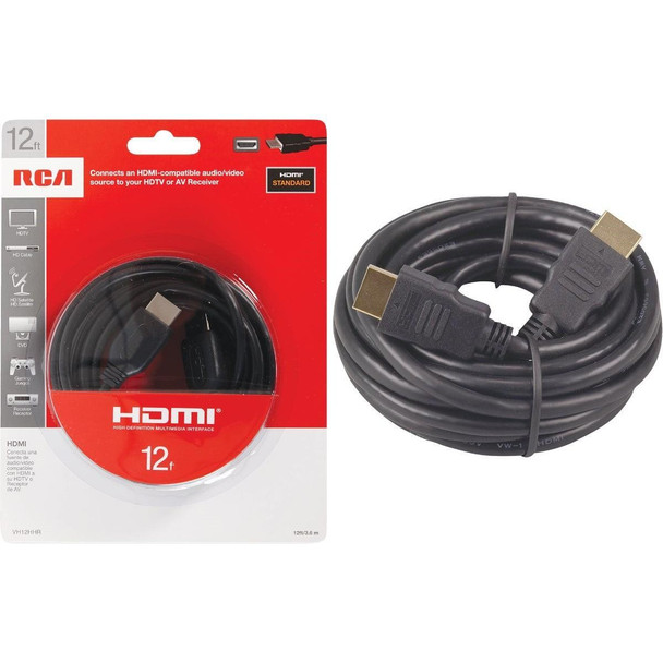 VH12HHR RCA 12 Ft. Black Standard HDMI Cable