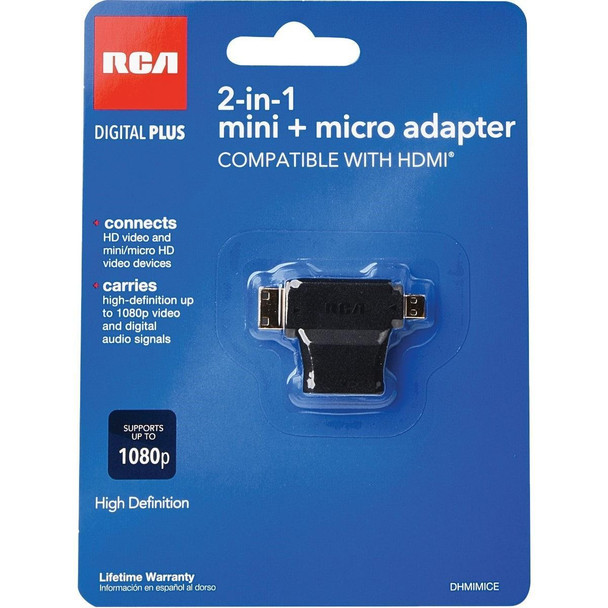 DHMIMICE RCA 2-In-1 HDMI Female to HDMI Mini/Micro HDMI Adapter