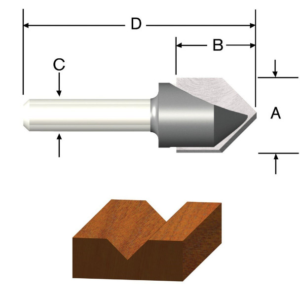 23120 Vermont American Carbide Tip 90 Degree V-Groove Bit