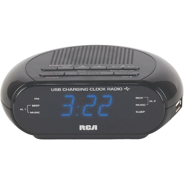 RC207A RCA USB Dual Alarm Clock Radio