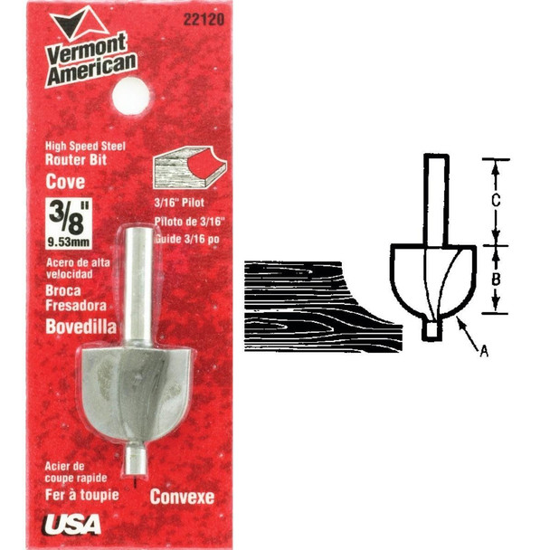 23140 Vermont American Carbide Tip 1-1/4 In. Cove Bit