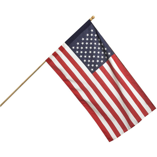 AA99050 Valley Forge 2.5 Ft. x 4 Ft. Polycotton American Flag & 5 Ft. Pole Kit