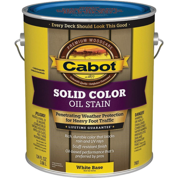 140.0007601.007 Cabot VOC Solid Color Oil Deck Stain, White Base, 1 Gal.