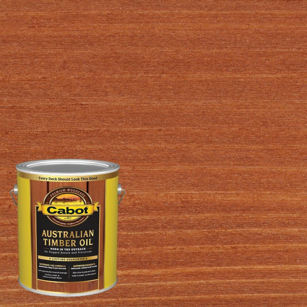 140.0003459.007 Cabot Australian Timber Oil Translucent Exterior Oil Finish, Mahogany Flame, 1 Gal.