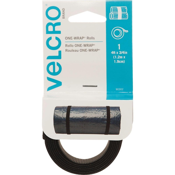 90302 VELCRO Brand One-Wrap 3/4 In. x 4 Ft. Black Multi-Use Hook & Loop Roll