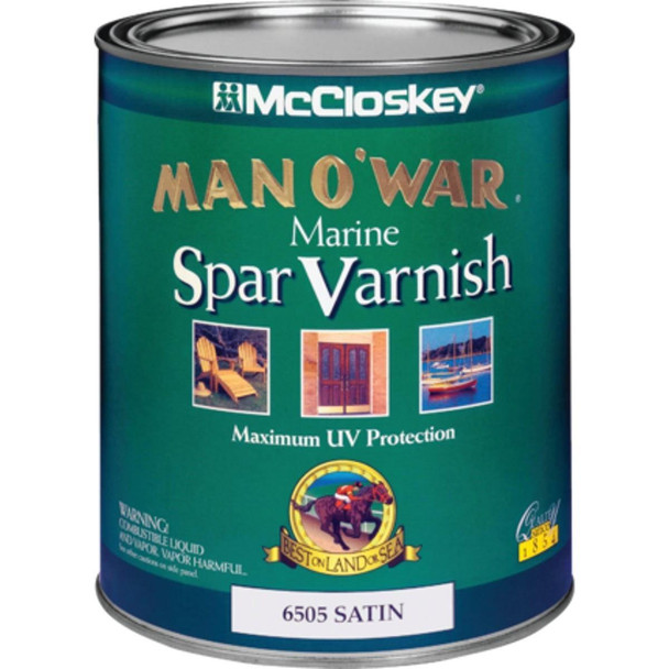 080.0006505.005 McCloskey Man O'War VOC Satin Spar Interior & Exterior Varnish, Quart