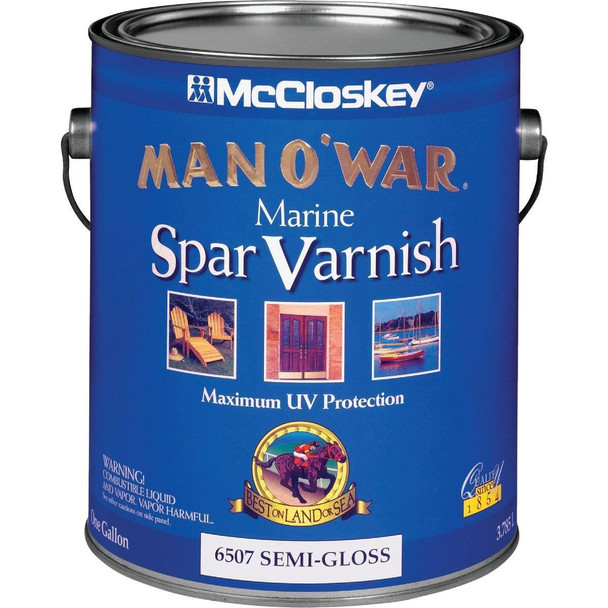 080.0006507.007 McCloskey Man O'War VOC Semi-Gloss Spar Interior & Exterior Varnish, Gallon
