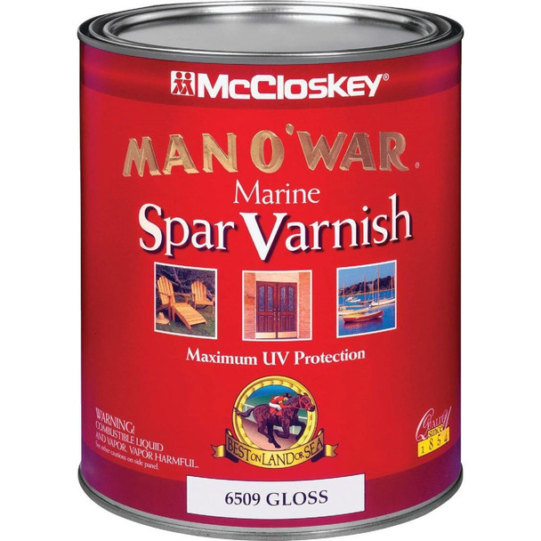 080.0006509.005 McCloskey Man O'War VOC Gloss Spar Interior & Exterior Varnish, Quart