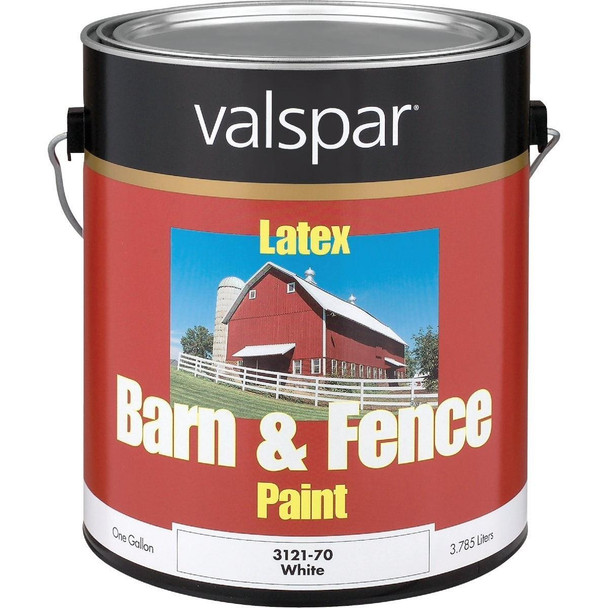018.3121-70.007 Valspar Latex Paint & Primer In One Flat Barn & Fence Paint, White, 1 Gal.