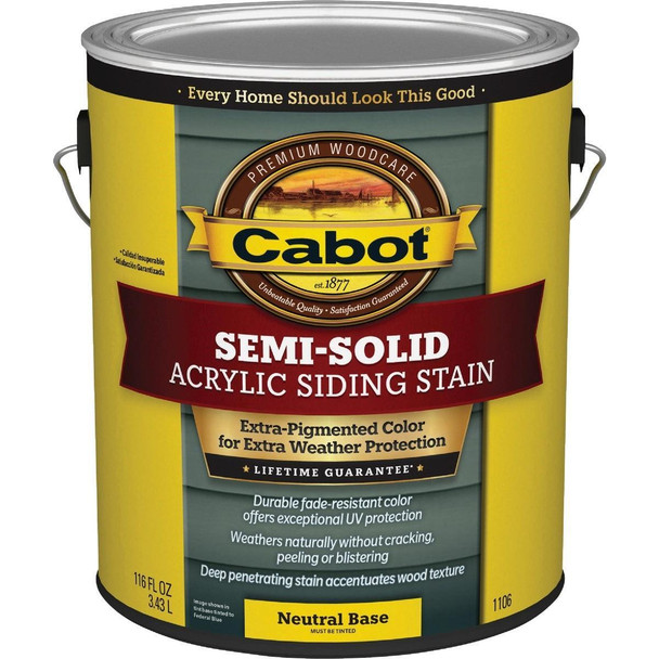 140.0001106.007 Cabot Semi-Solid Exterior Stain, Neutral Base, 1 Gal.