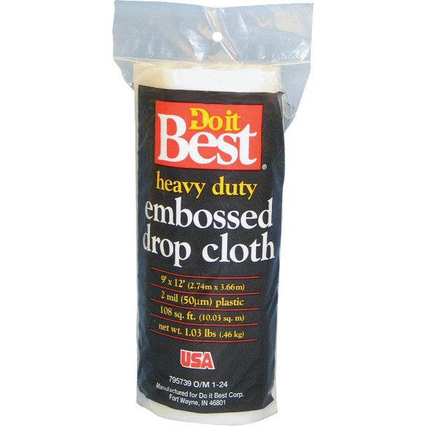 P911RDBEM Embossed Plastic 9 Ft. x 12 Ft. 2 mil Drop Cloth