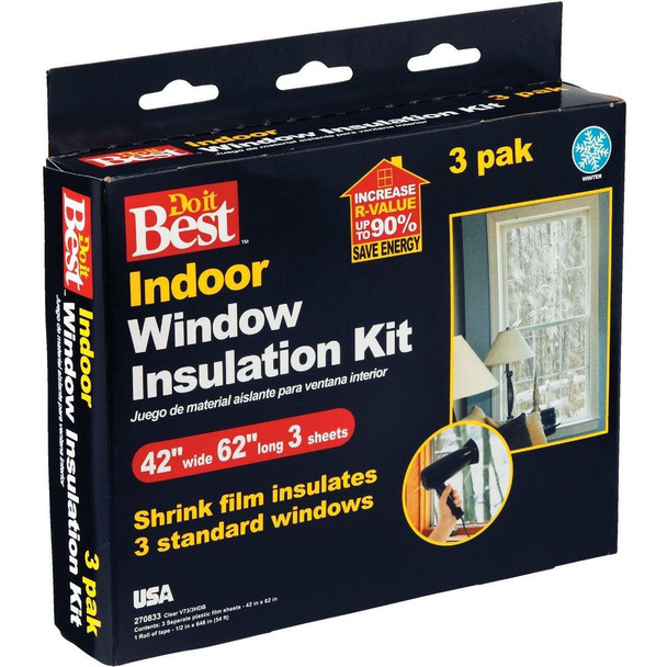 V73/3HDB 42 In. x 62 In. Indoor Shrink Film Window Kit, (3-Pack)