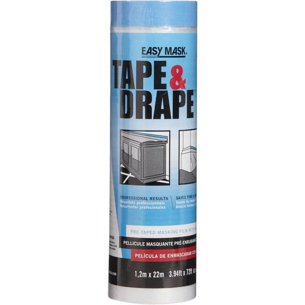 949560 Trimaco Tape & Drape Pre-Taped Plastic 4 Ft. x 75 Ft. 1/2 mil Drop Cloth