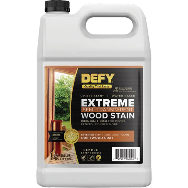 300409-F DEFY Extreme Semi-Transparent Exterior Wood Stain, Driftwood Gray, 1 Gal. Bottle