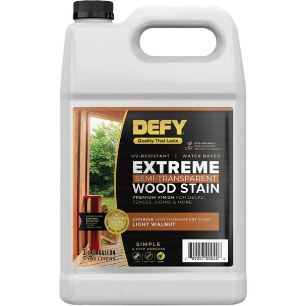 300160-F DEFY Extreme Semi-Transparent Exterior Wood Stain, Light Walnut, 1 Gal. Bottle