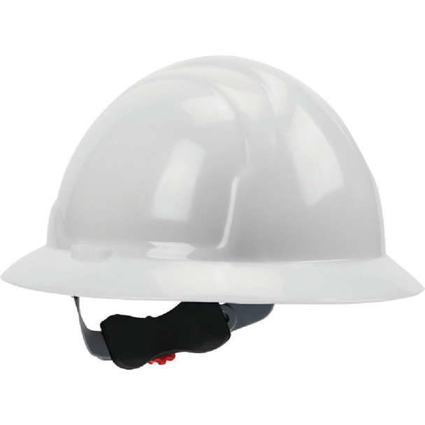 SWX00358 Safety Works White Full Brim Wheel Ratchet Hard Hat
