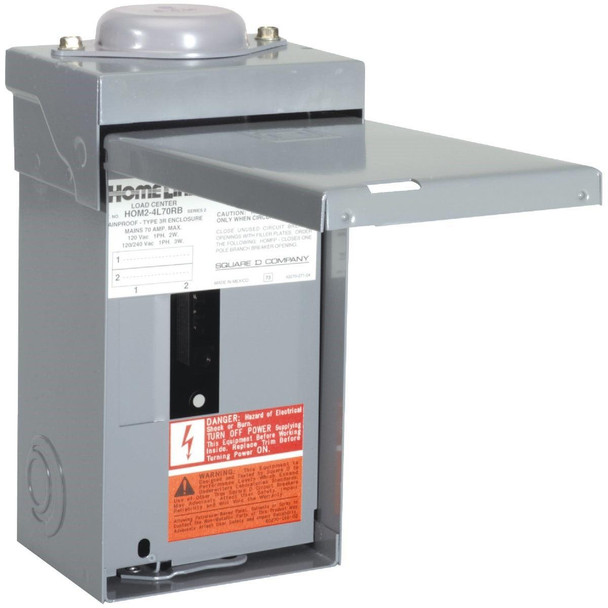 HOM24L70RBCP Square D Homeline 70A 2-Space 4-Circuit Raintight Main Lug Load Center