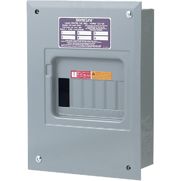 HOM612L100FCP Square D Homeline 100A 6-Space 12-Circuit Indoor Main Lug Flush Mount Load Center