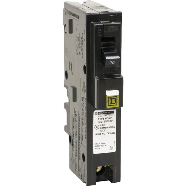 HOM120PCAFIC Square D Homeline 20A Single-Pole CAFCI Plug-On Neutral Combination Arc Fault Breaker