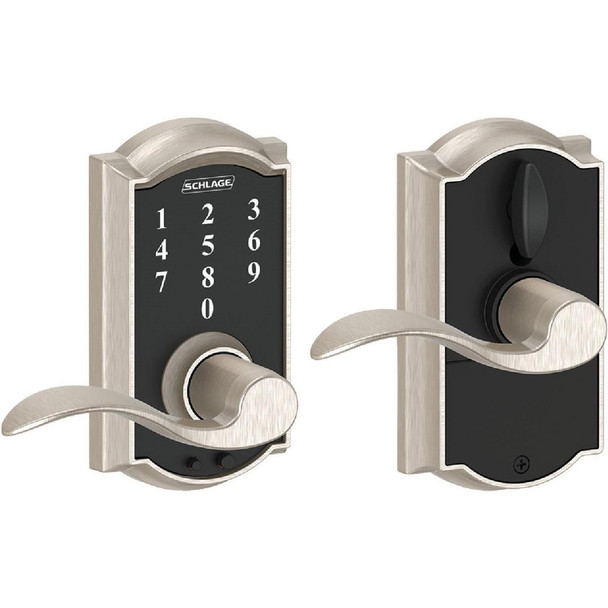 FE695VCAMXACC619 Schlage Camelot Satin Nickel Lever Touch Electronic Entry Lock
