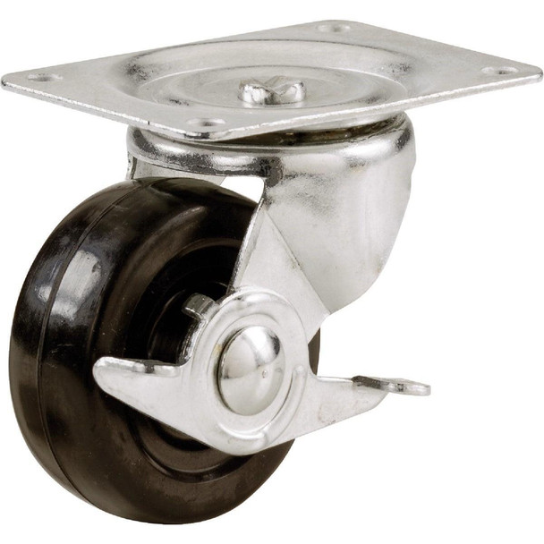 9511 Shepherd 3 In. General-Duty Soft Rubber Swivel Plate Caster with Brake