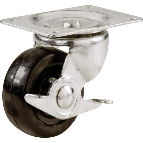 9510 Shepherd 2-1/2 In. General-Duty Soft Rubber Swivel Plate Caster with Brake