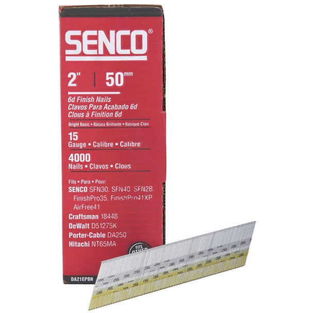 DA21EPBN Senco 15-Gauge Bright 34 Degree Angled Finish Nail, 2 In. (4000 Ct.)