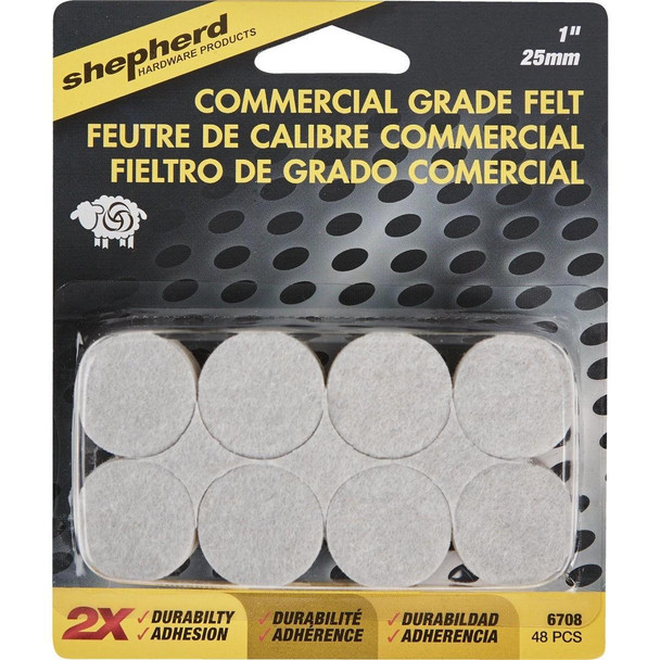 6708 Shepherd 1 In. Beige Self-Adhesive Commercial Grade Felt Pads (48-Count)