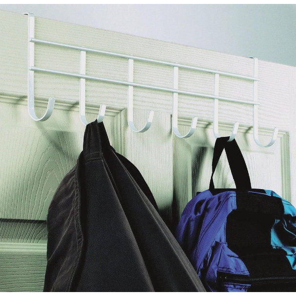 62700 Spectrum White Over-The-Door Hook Rail with 6 Hooks