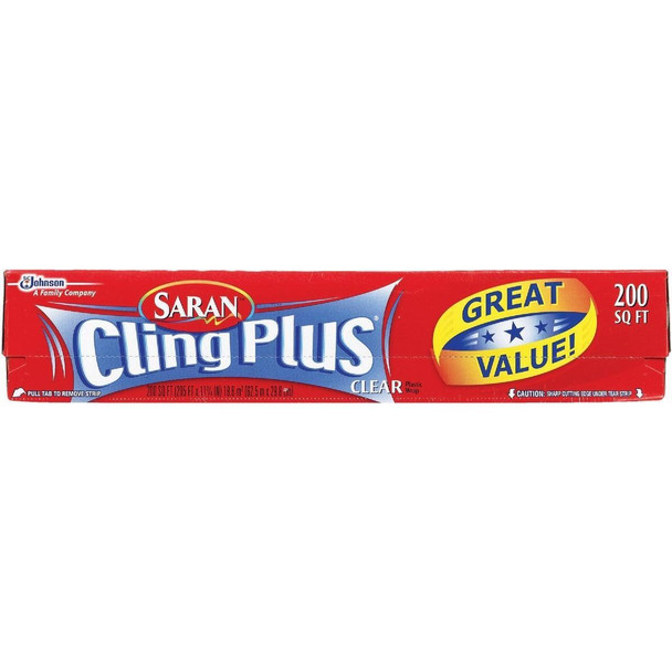 00202 Saran Cling Plus 200 Sq. Ft. Plastic Food Wrap