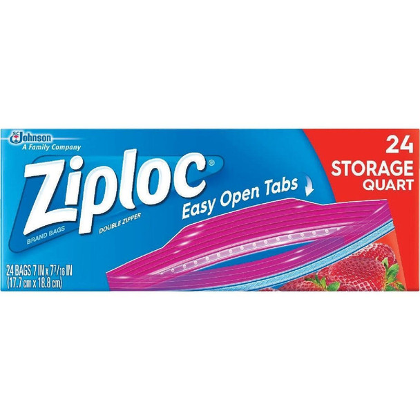00330 Ziploc 1 Qt. Double Zipper Food Storage Bag (24-Count)